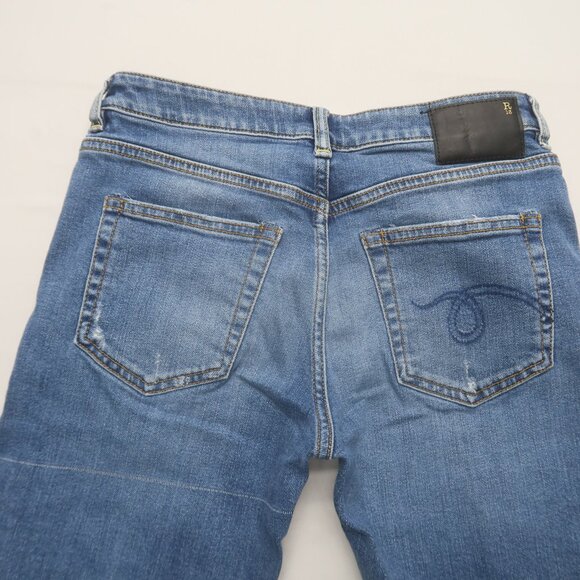 R13 Boy Straight Jeans in Bayliss w Rips Size 25 - Picture 8 of 15